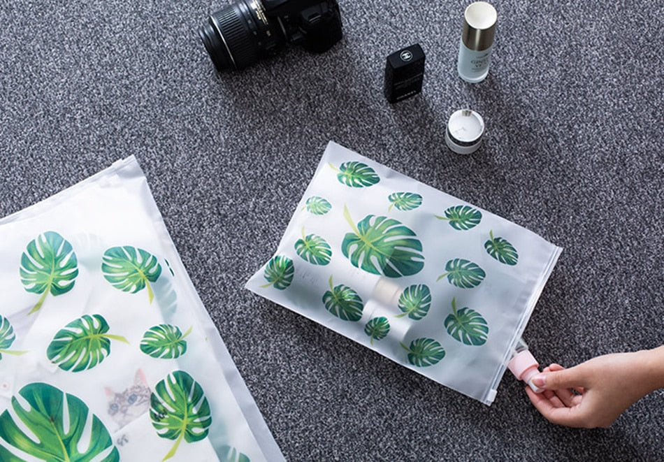 Transparent Plant Cosmetic Bag